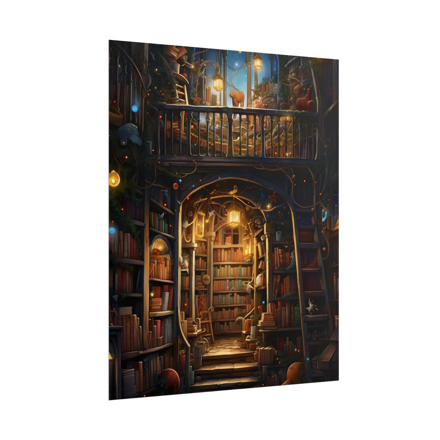 Magical Bookshop Art: A Serene & Enchanting Scene - Poster