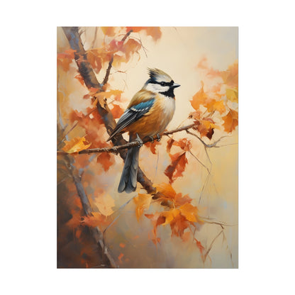 Vibrant Oak Branch: Colorful Leaves Oil Painting - Poster