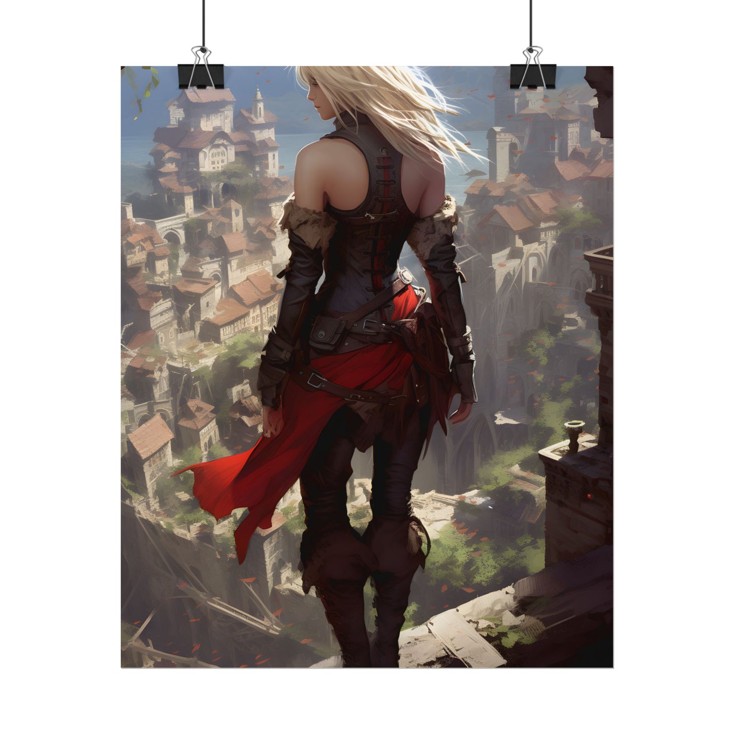 Blonde Anime Bloom: Calming Outdoor Artwork - Poster