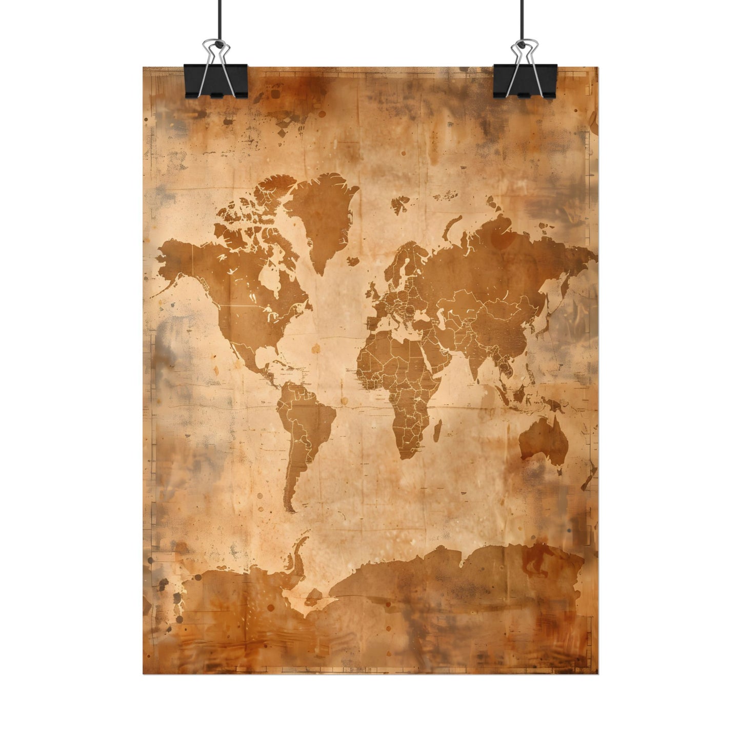 Vintage World Map: Artistic Cartography on Canvas - Poster