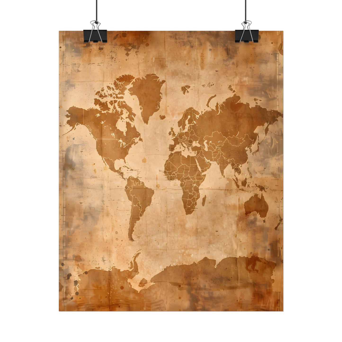 Vintage World Map: Artistic Cartography on Canvas - Poster
