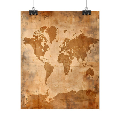 Vintage World Map: Artistic Cartography on Canvas - Poster