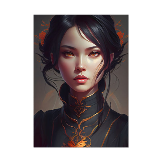 Realistic Female Portrait in Elegant Dress - Poster