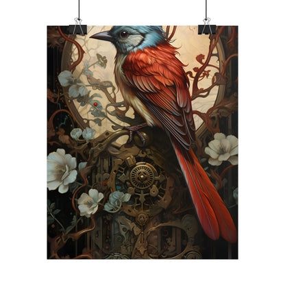 Mystical Songbird Guardian Amulet: Symbolic Artwork - Poster