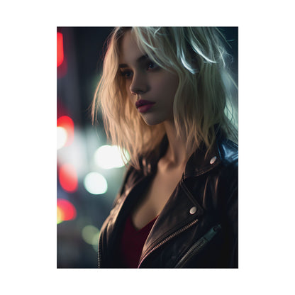 Cyberpunk Youth: Close-Up Portrait - Poster
