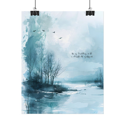Serene Landscape: A Peaceful Nature Scene with Inspirational Quote - Poster