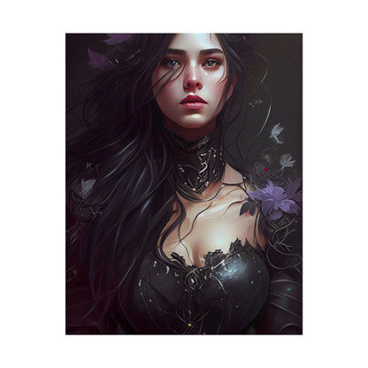 Striking Woman Portrait: Black Hair Artwork - Poster