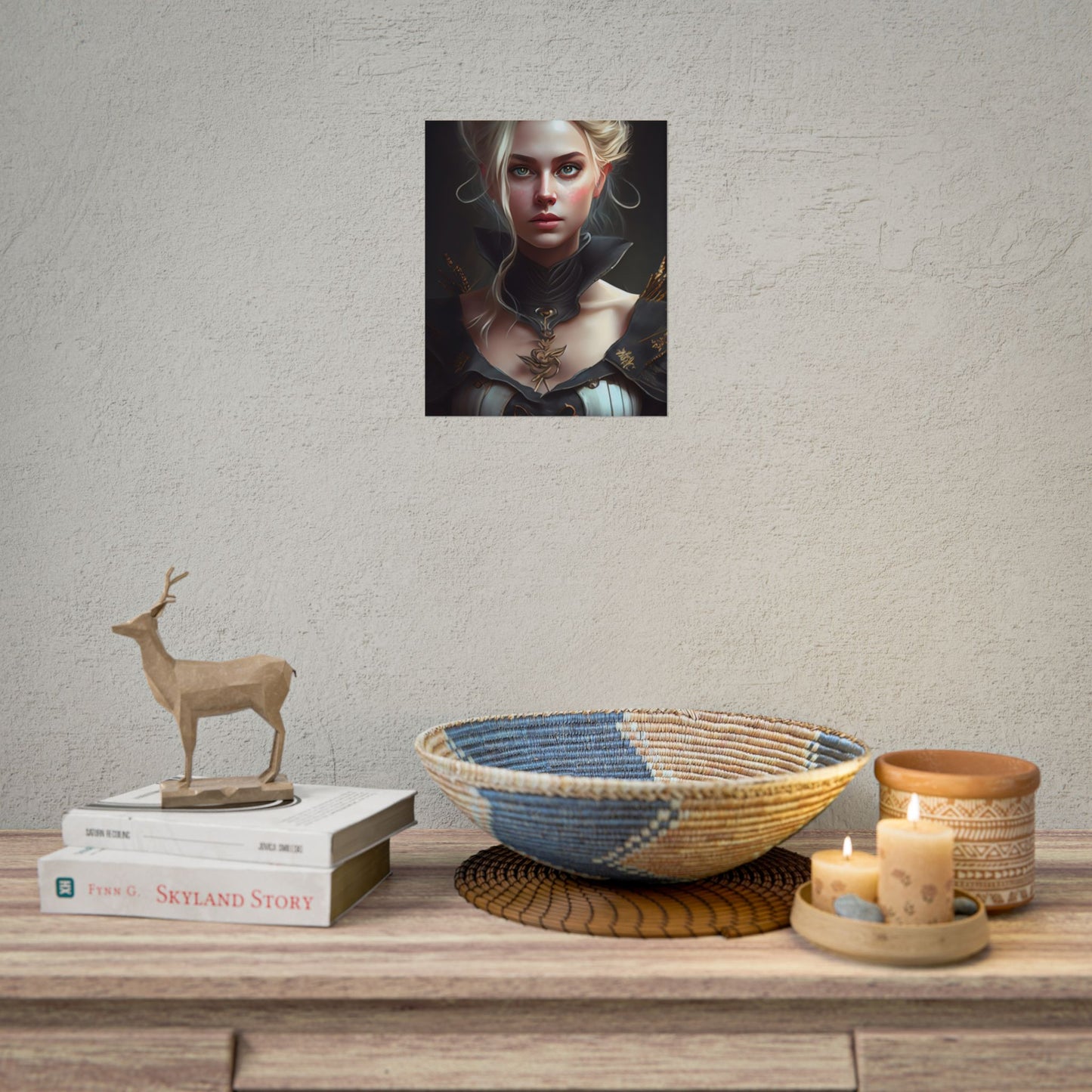 Stunning Blonde Portrait: Elegant Vintage Dress - Poster