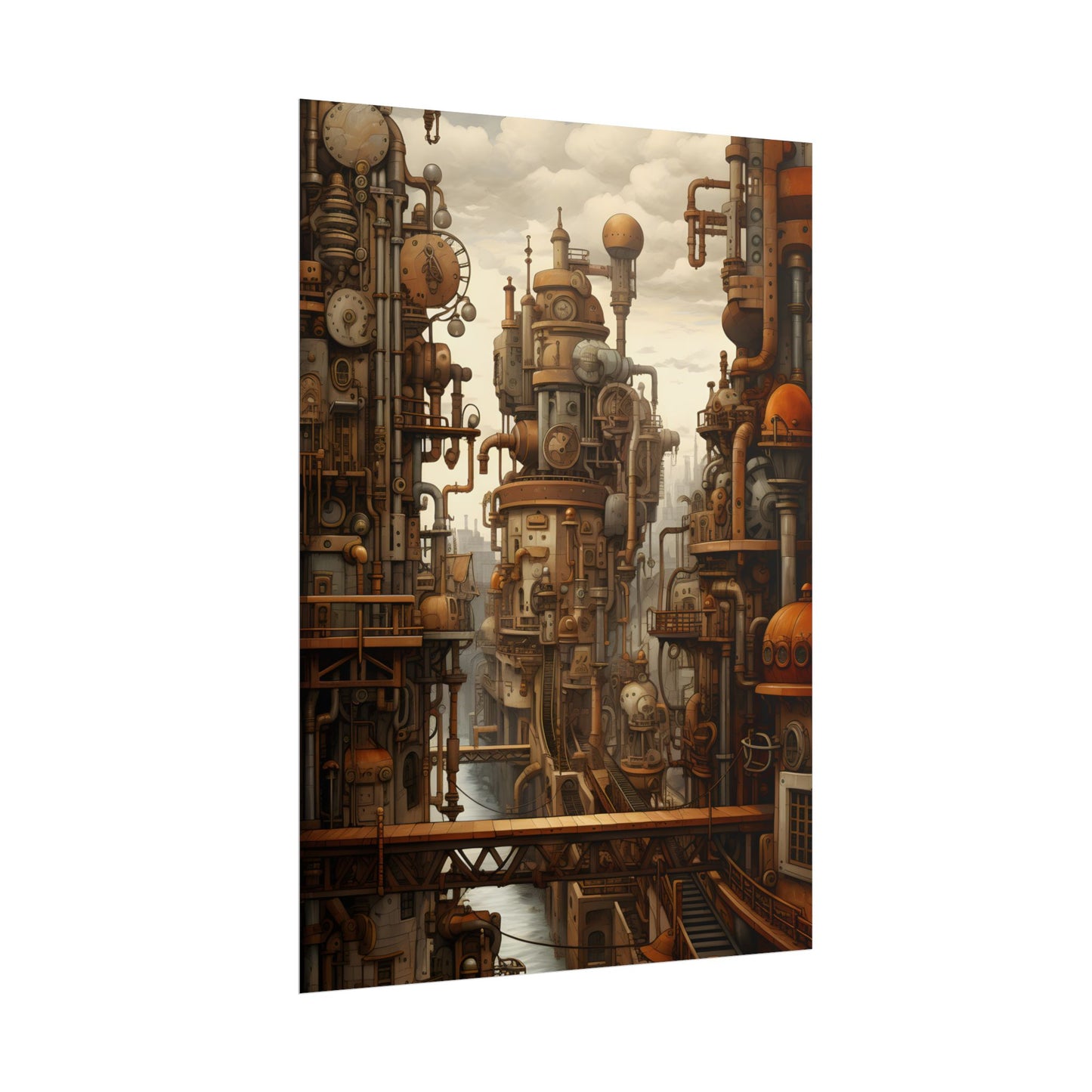 Steampunk Cityscape: Vintage Parisian Dreamscape - Poster