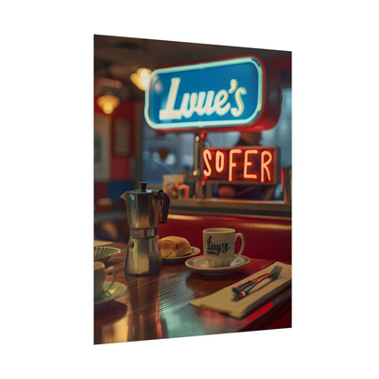 Retro Kitchen Diner Scene: Cozy Coffee Moment - Poster