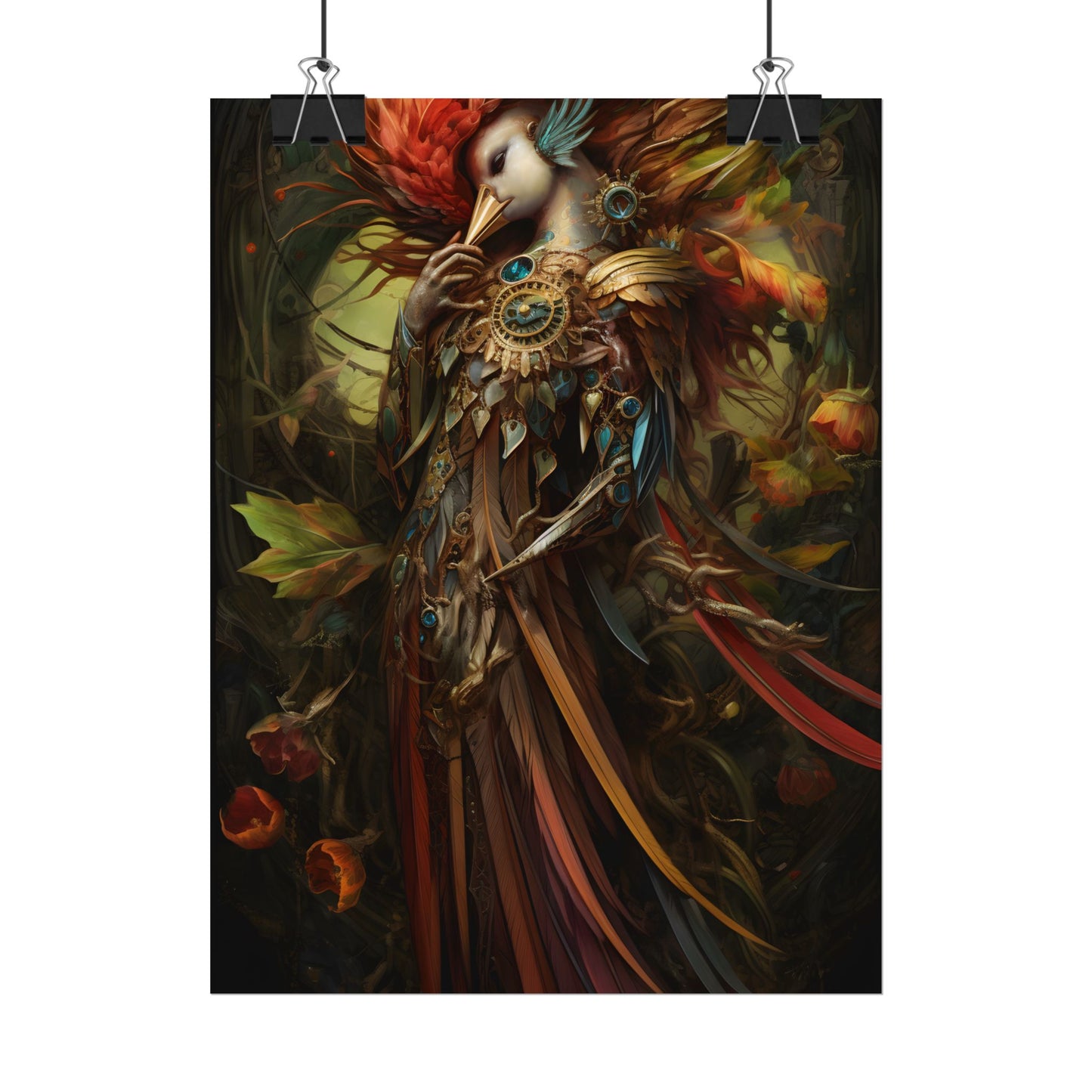 Grand Statue of a Majestic Bird in Serene Setting - Poster