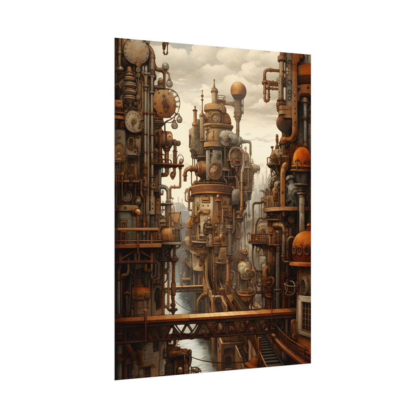 Steampunk Cityscape: Vintage Parisian Dreamscape - Poster