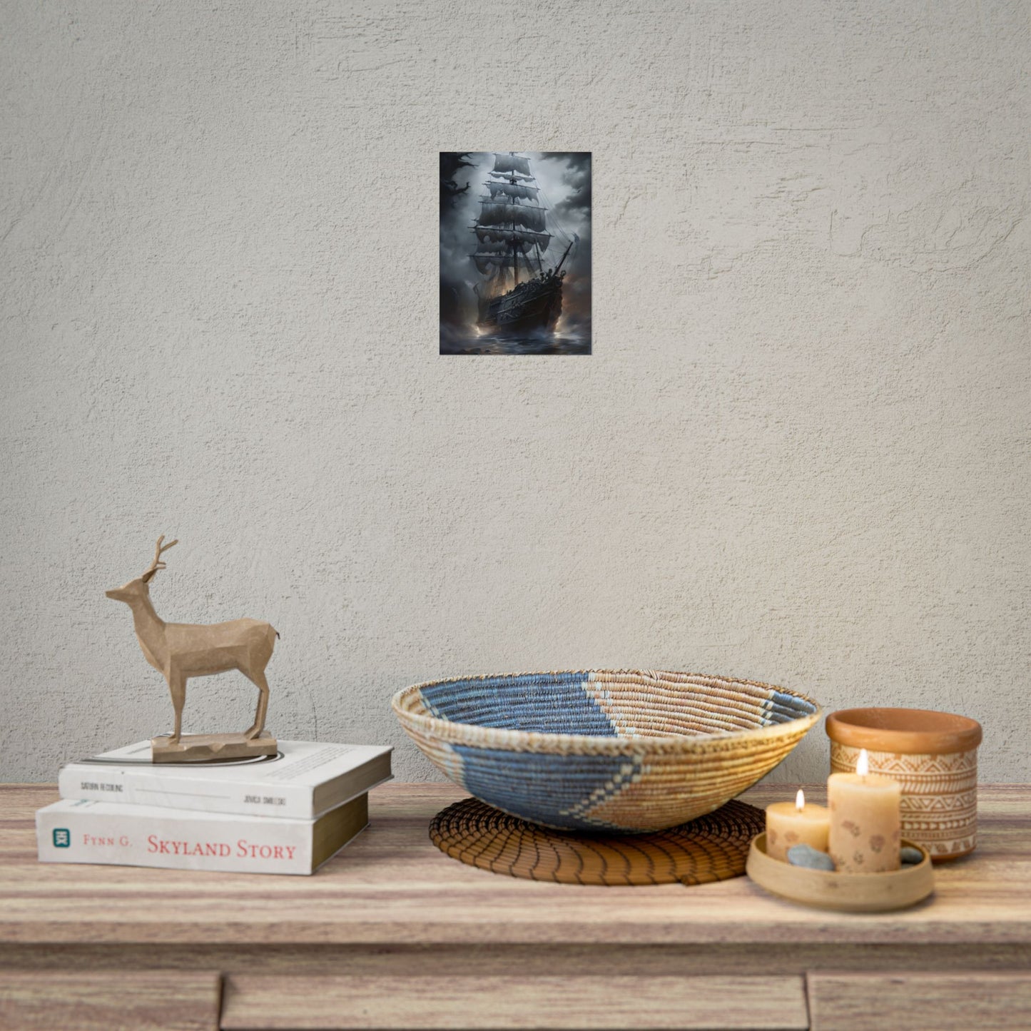 Ghostly Pirate Sails: Abandoned Ship at Sea - Poster