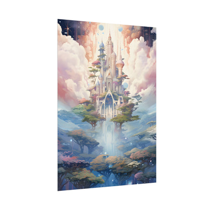 Surreal Floating City in Celestial Fantasy: A Dreamlike Digital Artwork - Poster