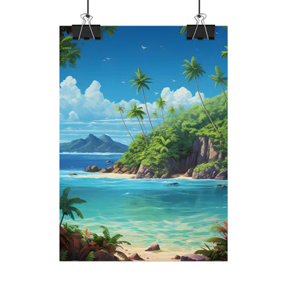 Tranquil Tropical Paradise: Calming Island Scene Art - Poster