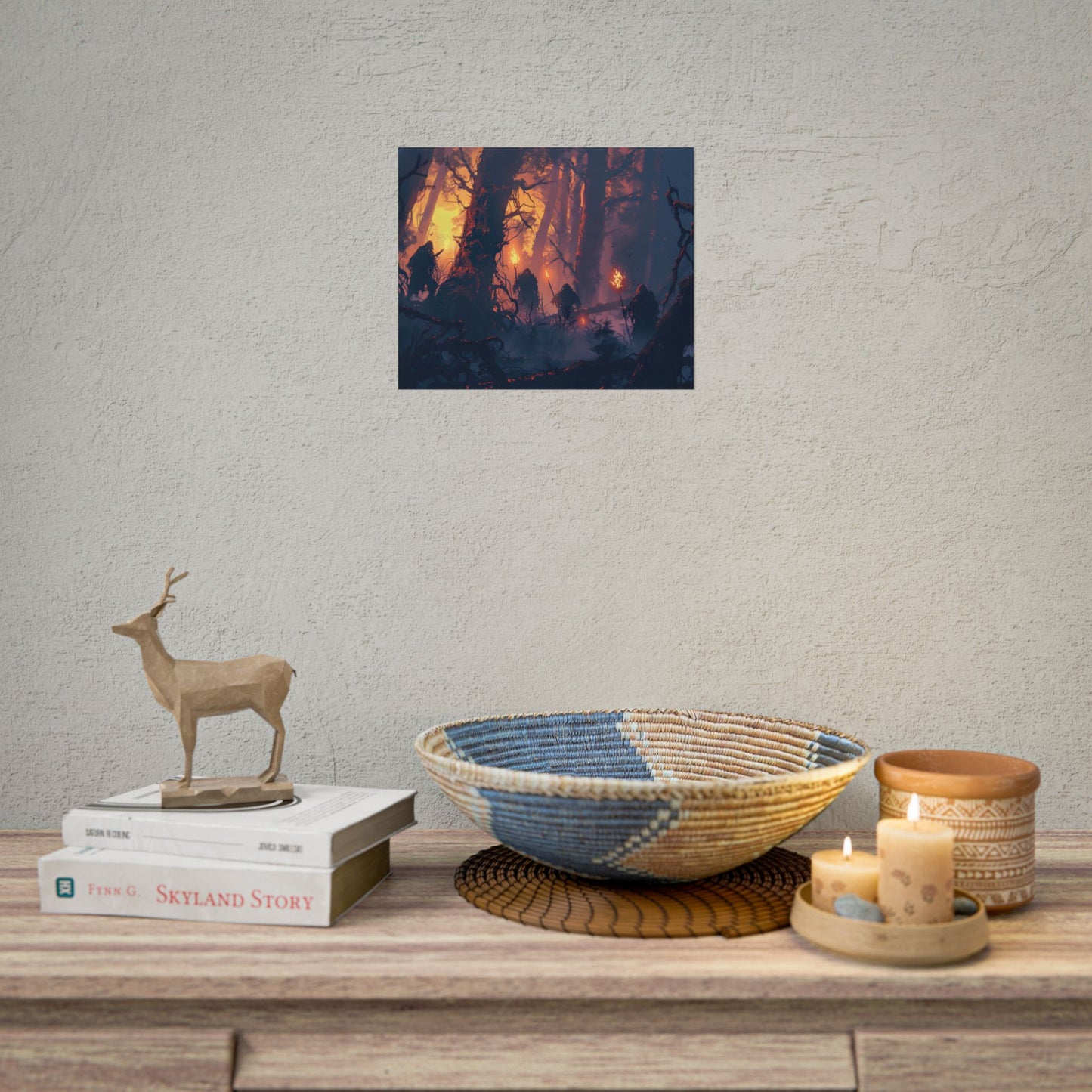Forest Gathering at Sunset: Peaceful Woodland Scene - Poster