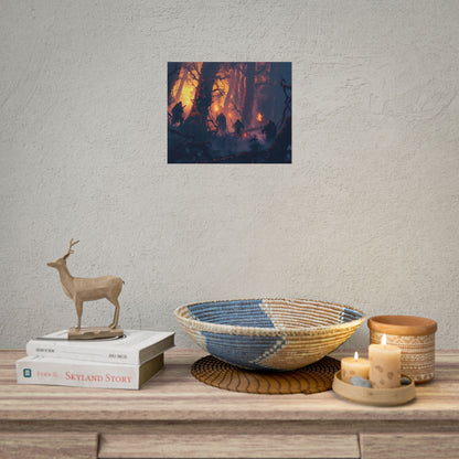 Forest Gathering at Sunset: Peaceful Woodland Scene - Poster