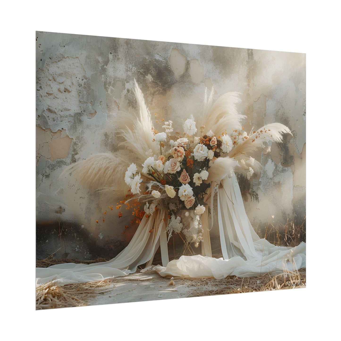 Whimsical Floral Bloom: Pampas Grass Artwork - Poster