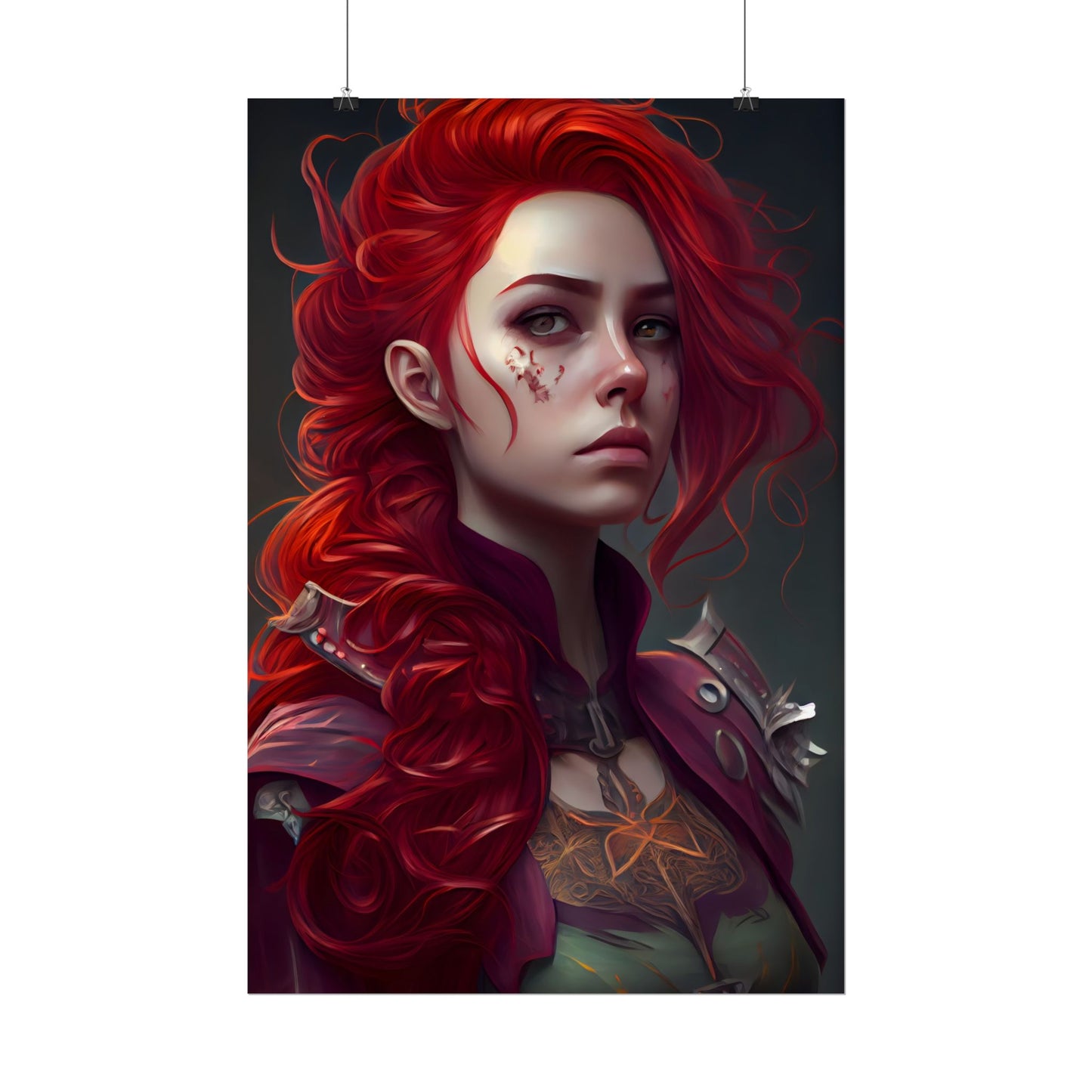 Realistic Red Hair Portrait: Soft Light Artwork - Poster