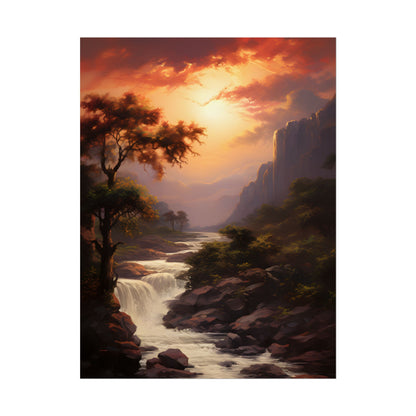 Breathtaking Waterfall Oil Painting: Meticulous Artwork - Poster