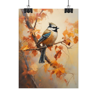 Vibrant Oak Branch: Colorful Leaves Oil Painting - Poster
