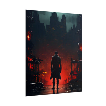 Urban Fantasy Detective: Cityscape at Dusk - Noir Artwork - Poster