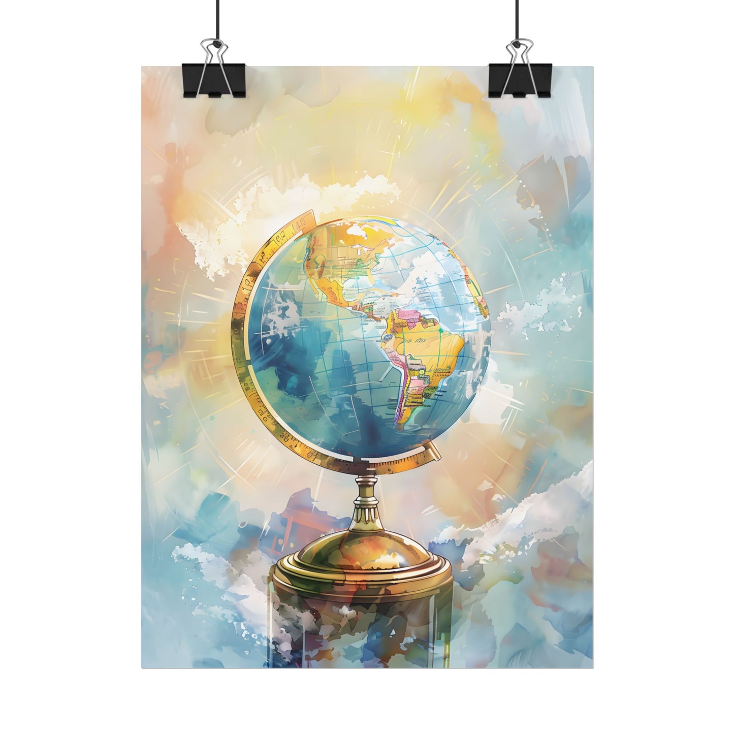 Vintage-Style Globe: World Map with Iconic Features - Poster