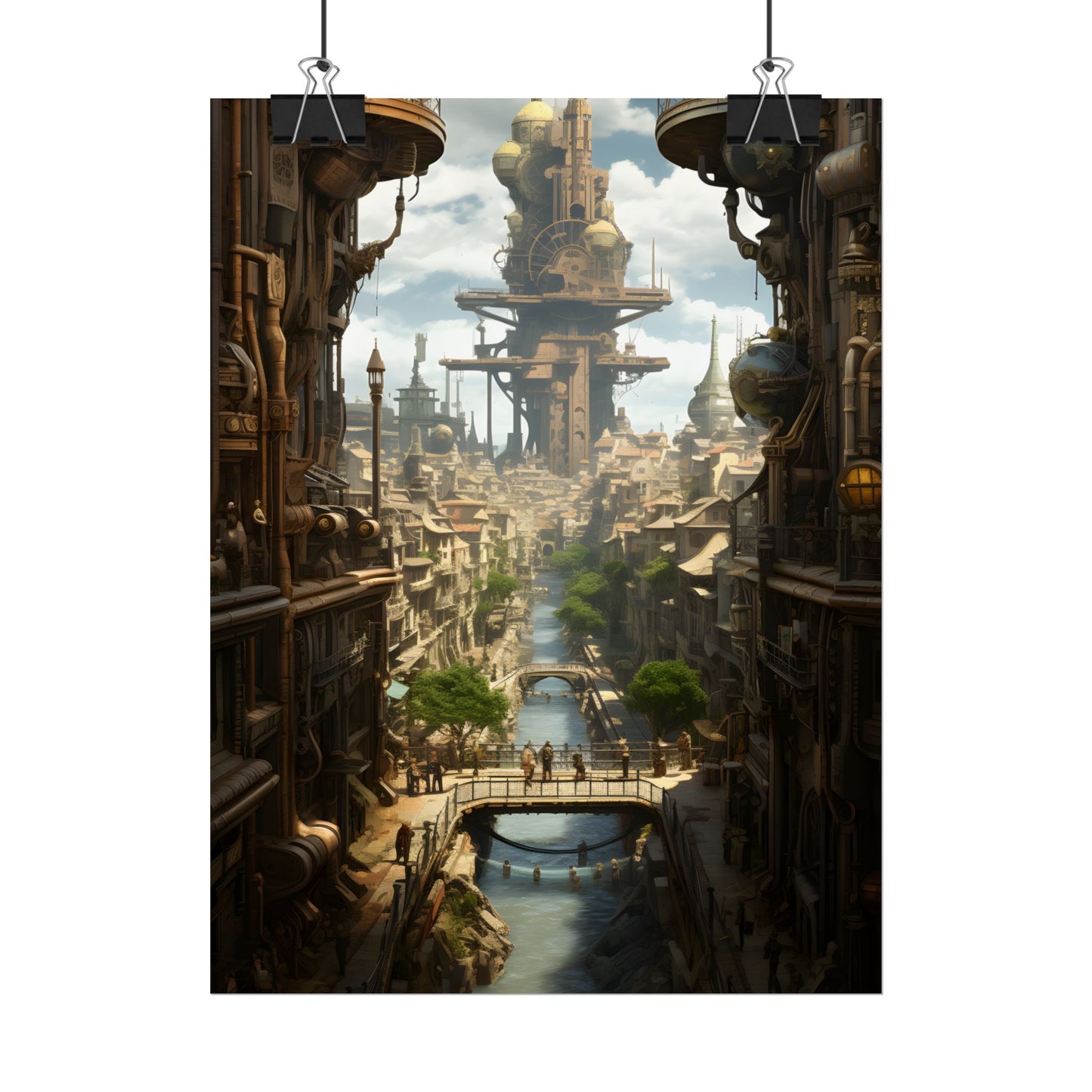 Steampunk Paris 1875: Vintage Cityscape Artwork - Poster