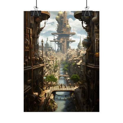 Steampunk Paris 1875: Vintage Cityscape Artwork - Poster