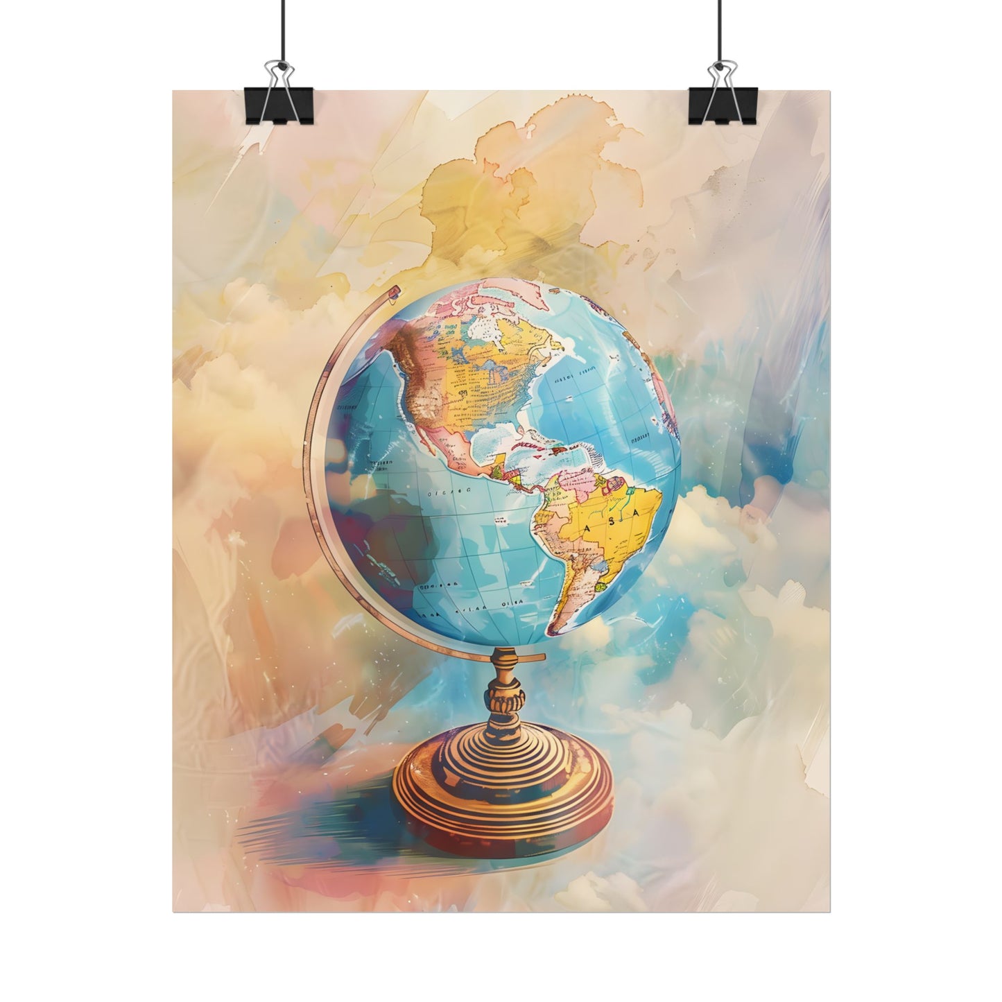 Vintage Globe Adventure: 80 Iconic Landmarks on a Classic Map - Poster