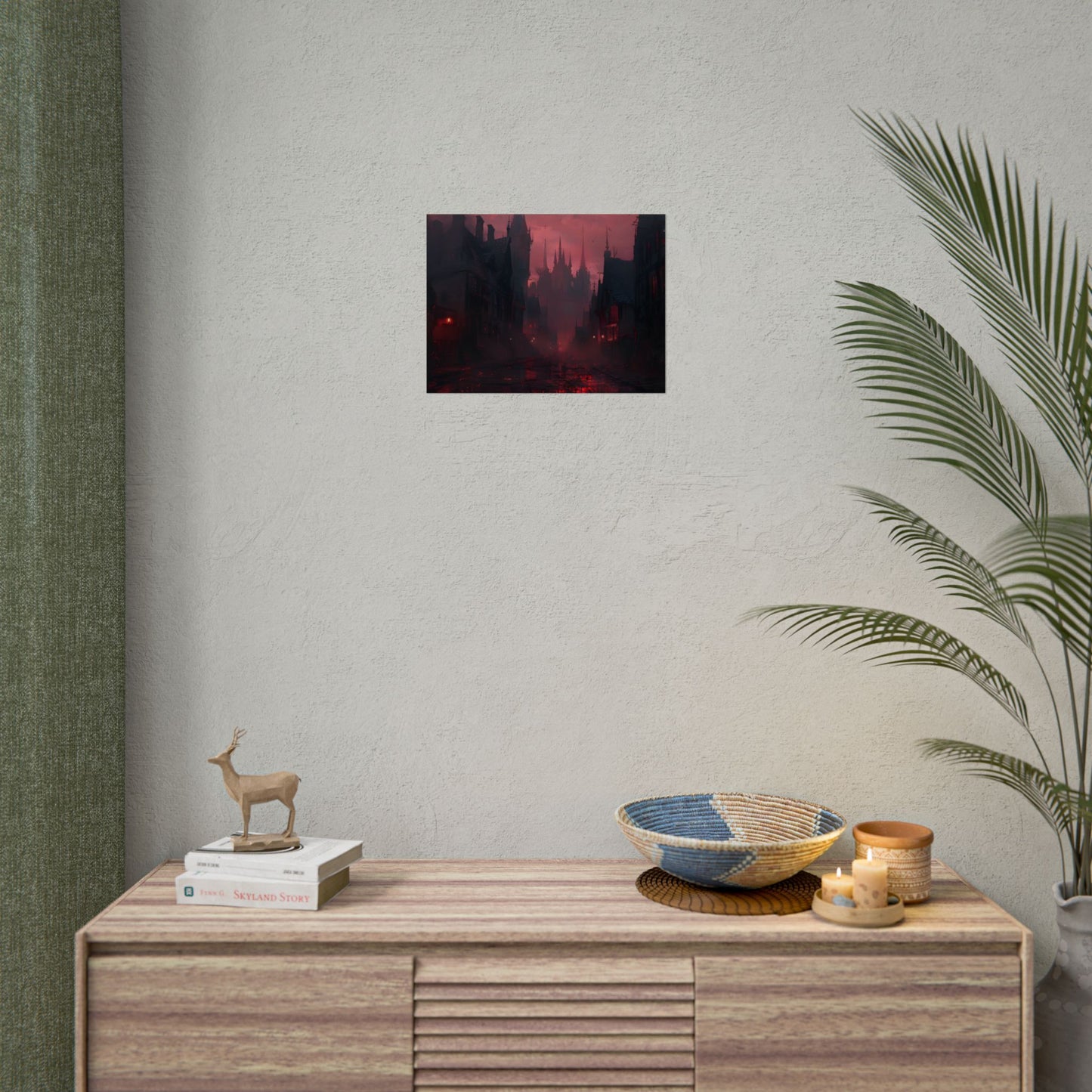 Dark Gothic Cityscape: A Serene Misty Dusk Scene - Poster