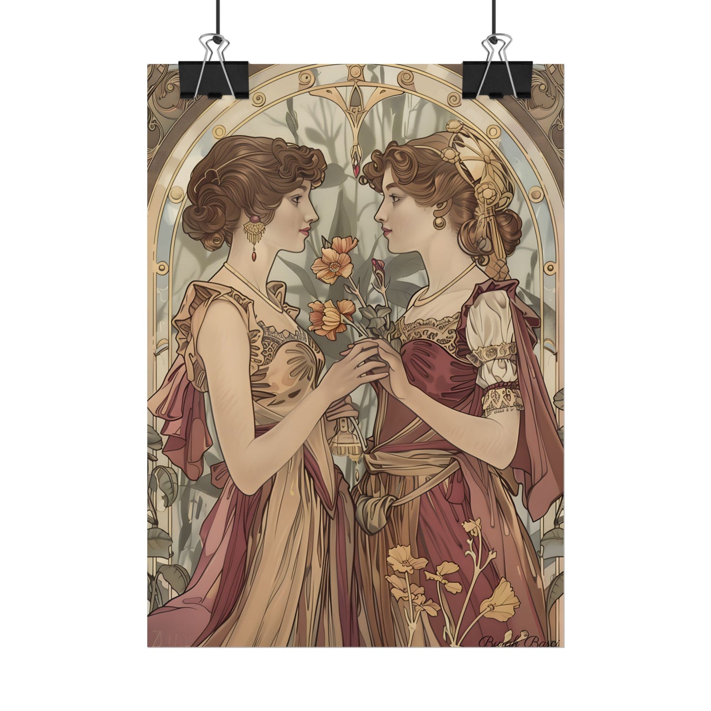Middle Eastern Floral Beauty: Traditional Attire Digital Art - Poster