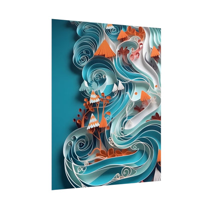 Paper Quilled Canyon Landscape: Natural Desert Artwork - Poster