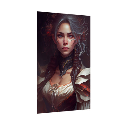 Glamorous Mid-20s Female Portrait: Black Hair Artwork - Poster
