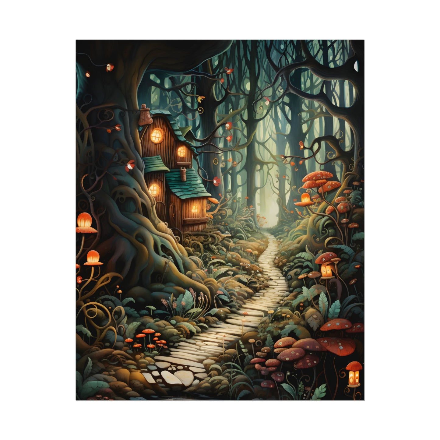 Whimsical Cartoon Forest Scene - Poster
