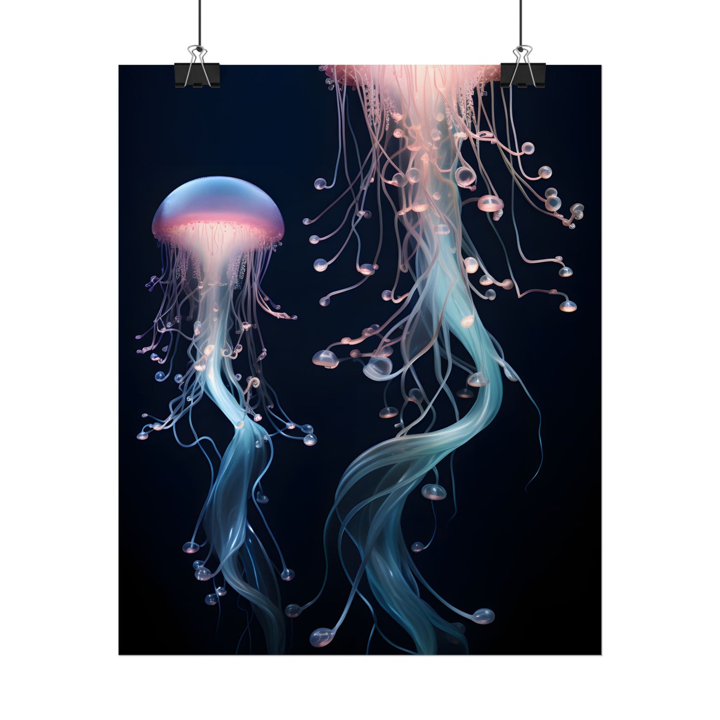 Bioluminescent Oceanic Ballet: Underwater Dancer in Motion - Poster