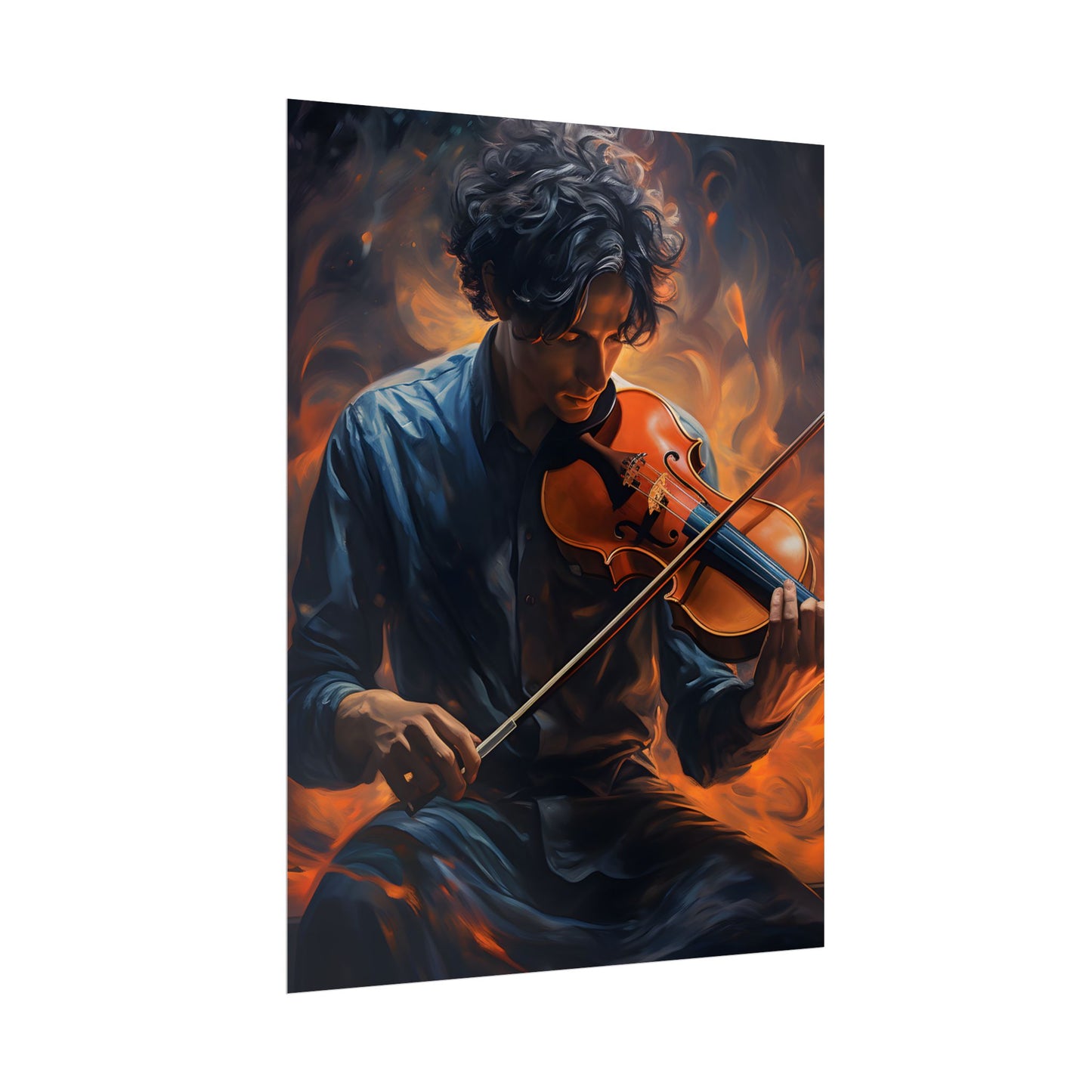 Mysterious Musician Portrait: Enigmatic Eyes Artwork - Poster