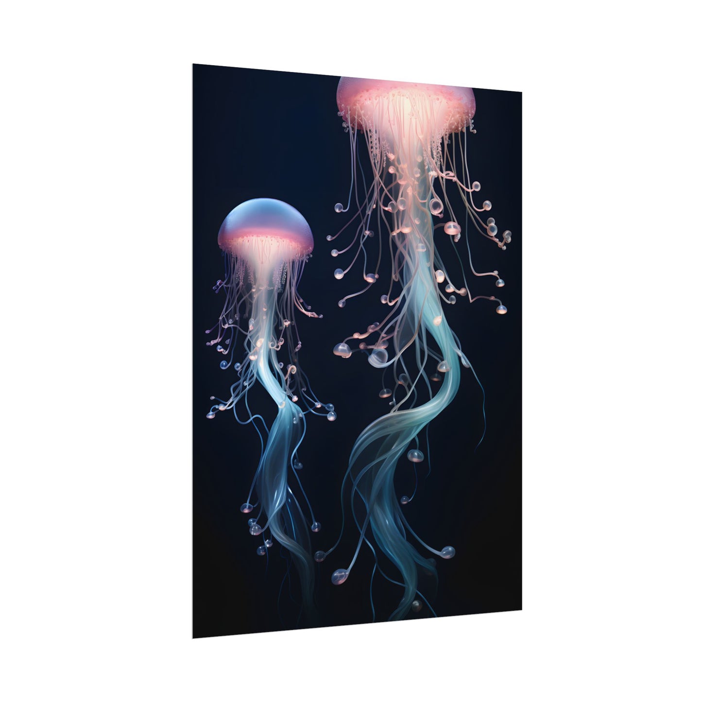 Bioluminescent Oceanic Ballet: Underwater Dancer in Motion - Poster