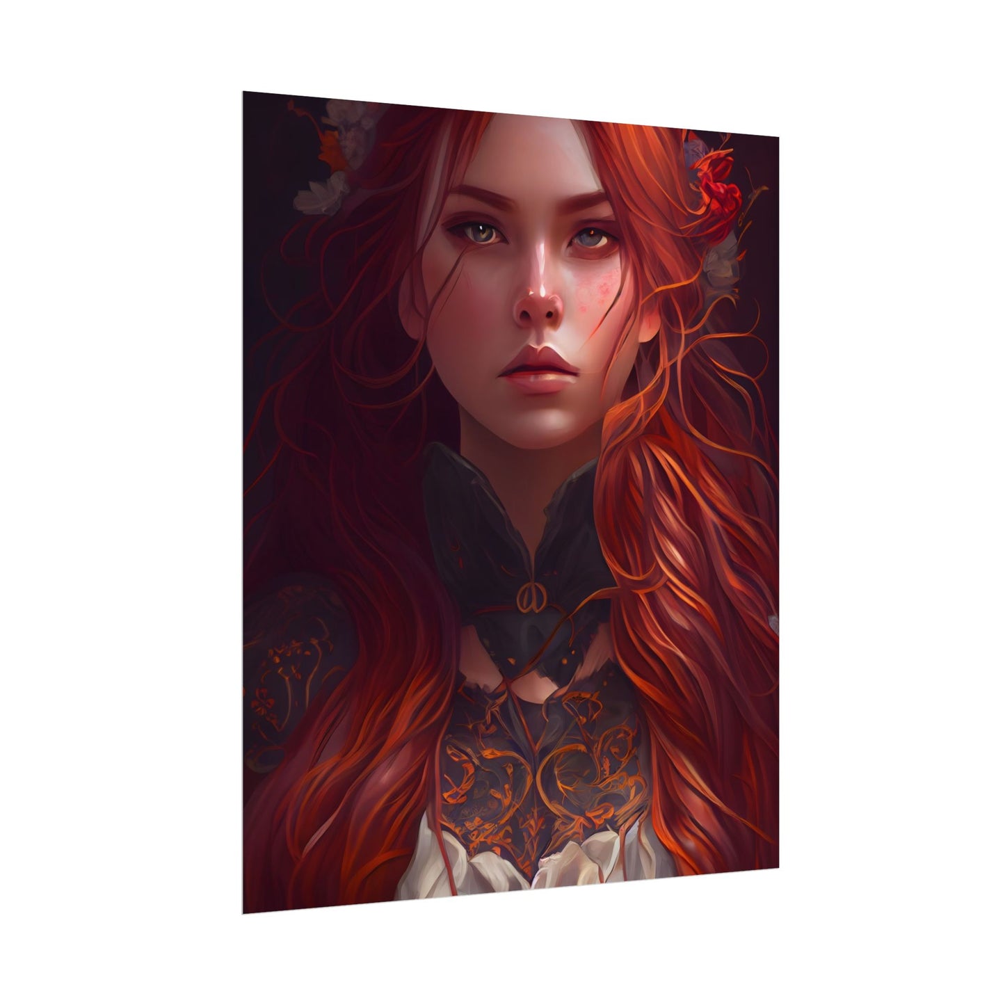 Redhead Female Portrait in a Dress - Poster