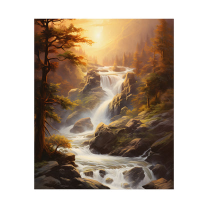 Breathtaking Waterfall: Oil Painting Artwork - Poster