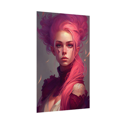 Enigmatic Portrait: Pink Hair in Darkness - Poster