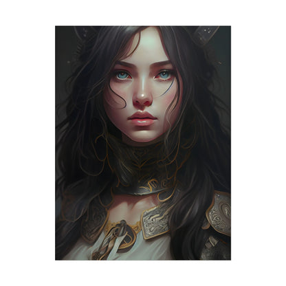 Vibrant Red Portrait: Dynamic Female Artwork - Poster