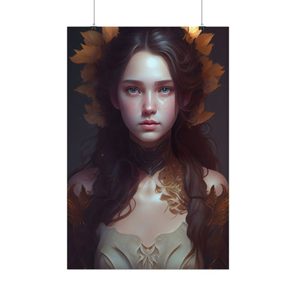 Brown Hair Female Portrait: Artistic Style Digital Art - Poster