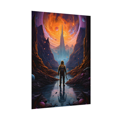 Futuristic Explorer in Wilderness: Sci-Fi Artwork - Poster