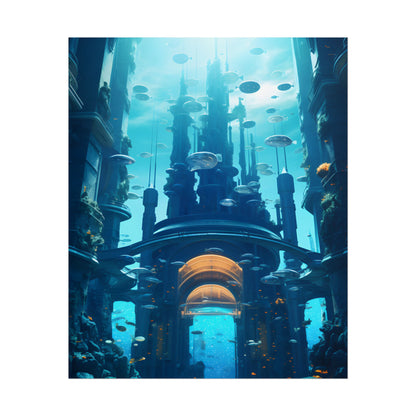 Futuristic Underwater Metropolis: Glass Cityscape - Poster