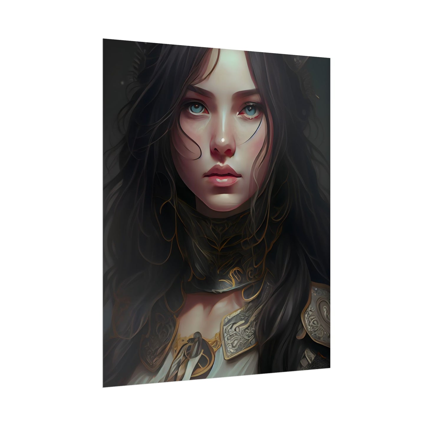 Vibrant Red Portrait: Dynamic Female Artwork - Poster