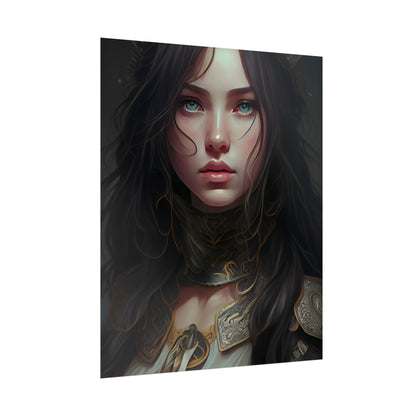 Vibrant Red Portrait: Dynamic Female Artwork - Poster