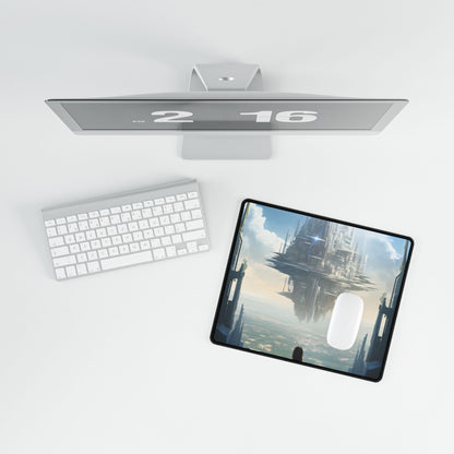 Urgent Gathering in Dystopian Landscape: A Vision of Perfection - Desk Mat