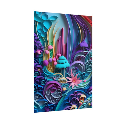 Vibrant Beach Landscape: Paper Quilling Artwork - Poster