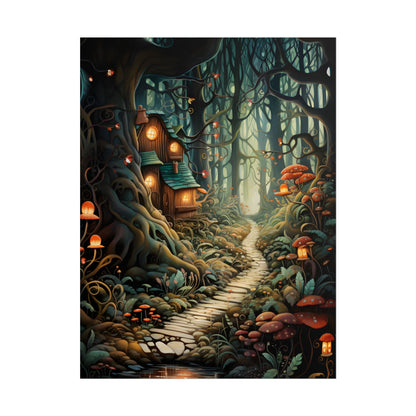 Whimsical Cartoon Forest Scene - Poster